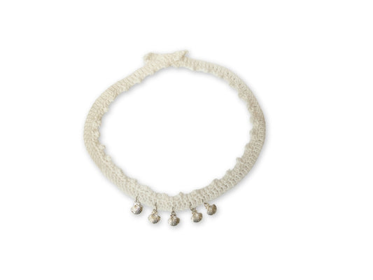 Hatstrap Picot Seashell Silver - Warm White