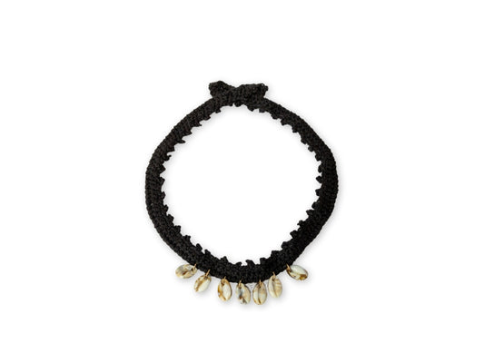 Hatstrap Picot Seashells - Black